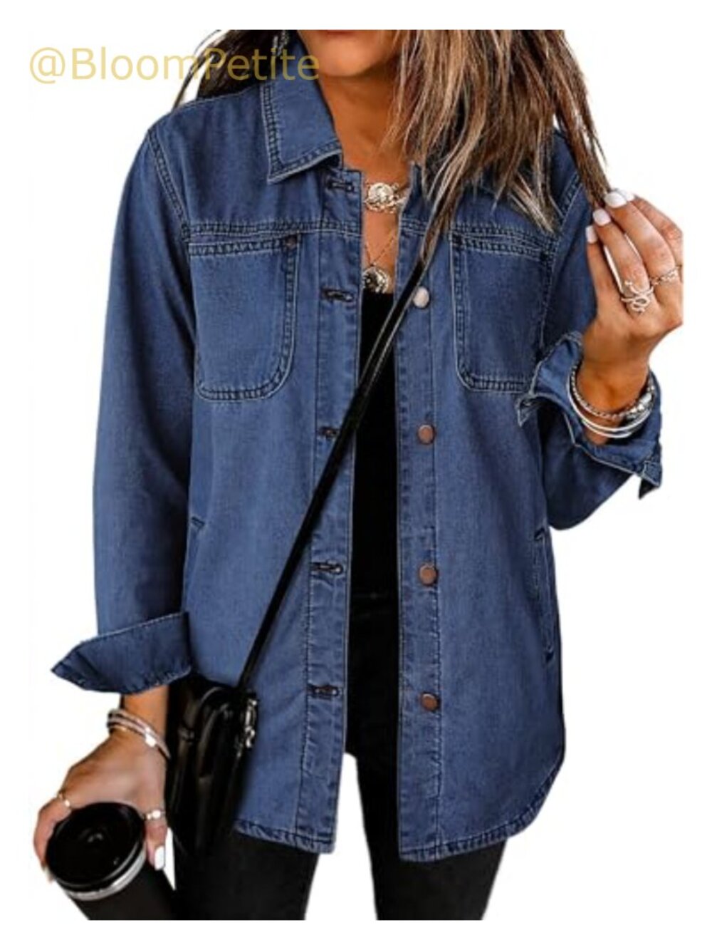 luvamia Women's Denim Jacket Button Down Relaxed Fit Long Sleeve Shacket with